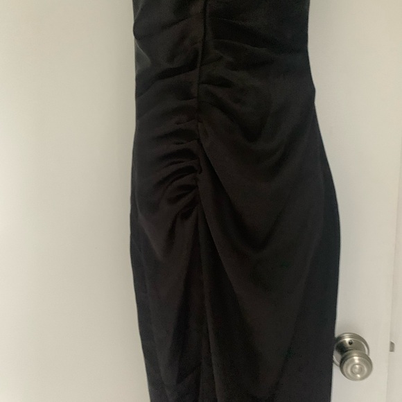 NEW! Zara satin black camisole dress side gathered asymetric - Picture 7 of 7